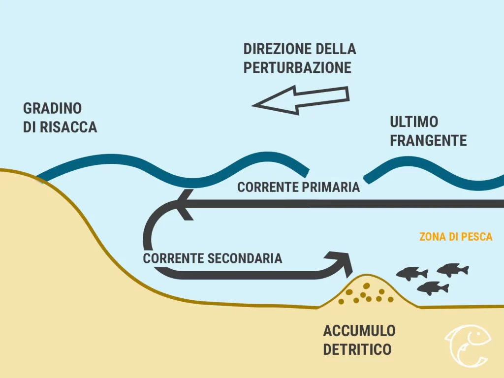 l'impianto di pesca del surfcasting