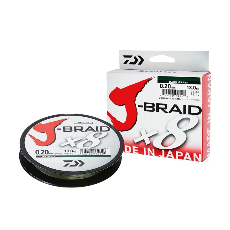 Trecciato Daiwa J-Braid X8 150 mt Dark Green