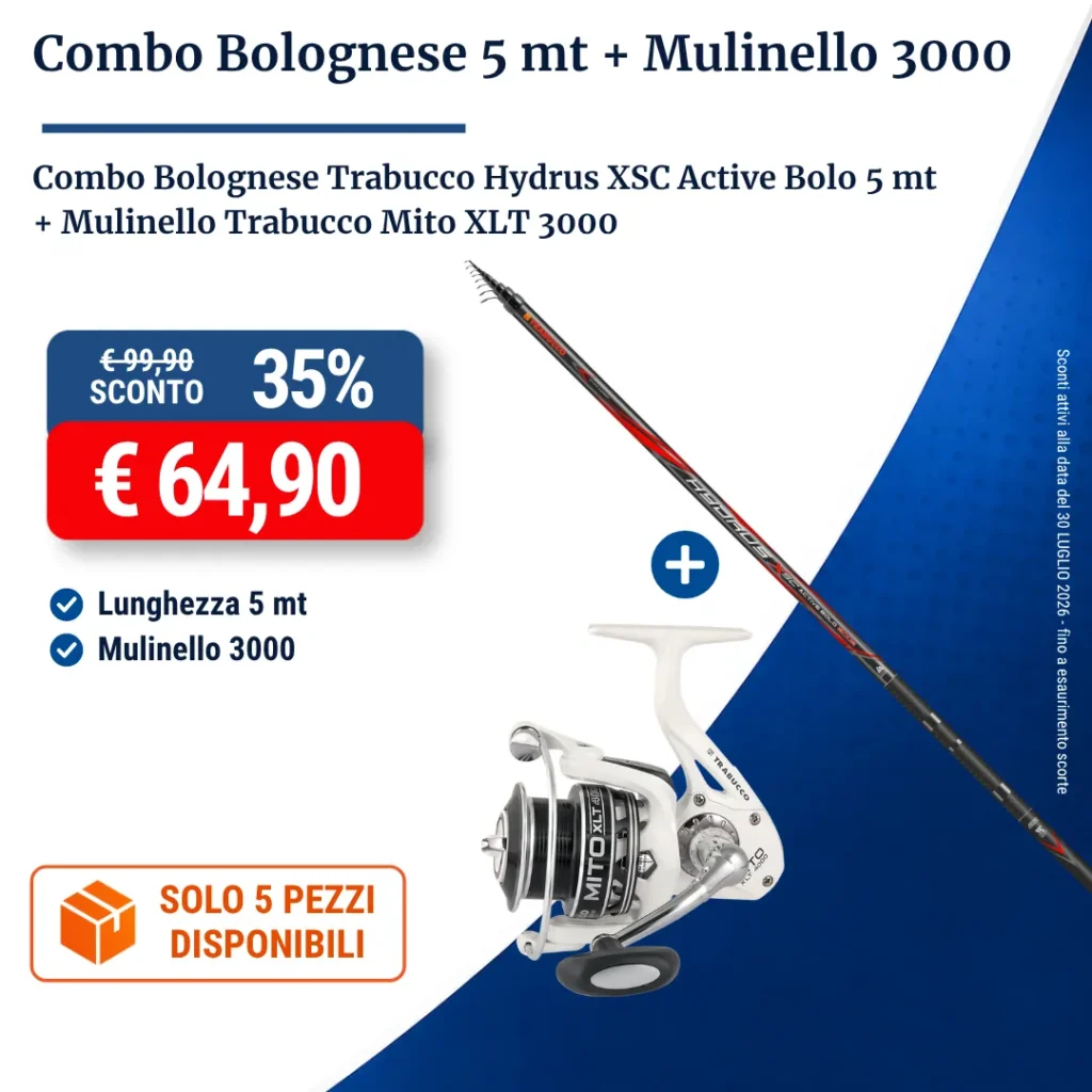 Combo Bolognese Trabucco Hydrus XSC Active Bolo 5 mt + Mito XLT 3000